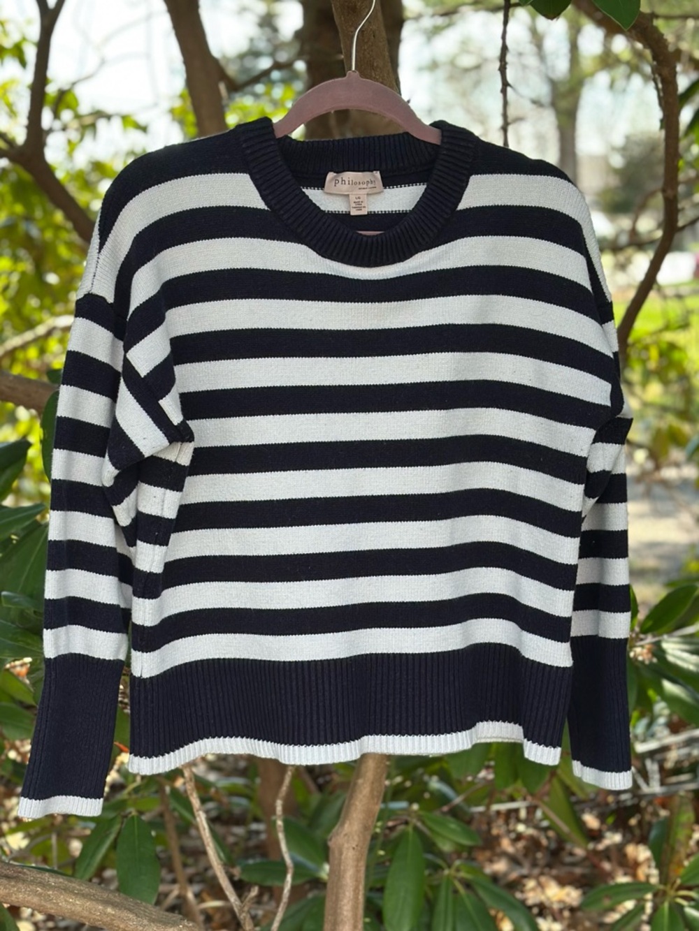 Philosophy Navy & White Striped Crewneck Sweater- Large- soft - Picture 4 of 10
